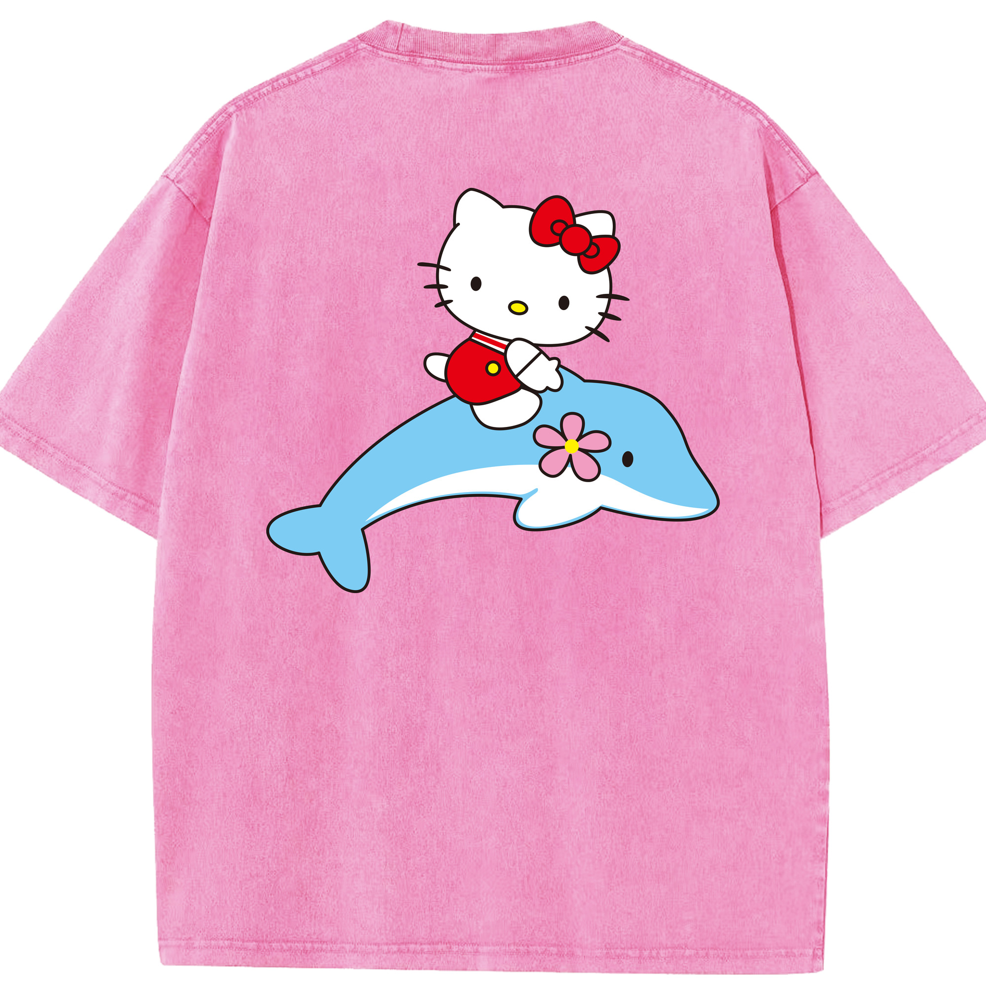 （画像用） Hello Kitty ハローキティ 綿100% ヴィンテージ風 半袖Tシャツ（背面プリント）